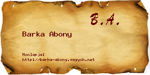 Barka Abony névjegykártya